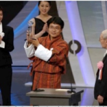 Winning Japan Prize for my documentary, School Among Glaciers, 2003